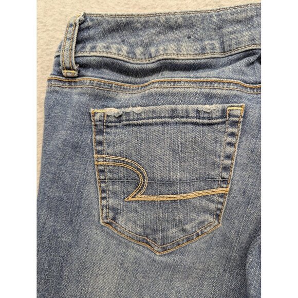American Eagle Jeans Womens 6 Blue Favorite Boyfriend Stretch Straight Leg Boho - Picture 12 of 16